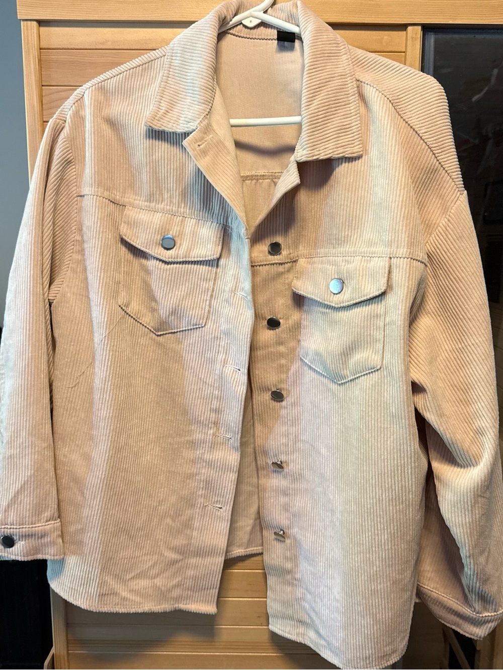 SHEIN Light Blush Corduroy Button-Front Jacket